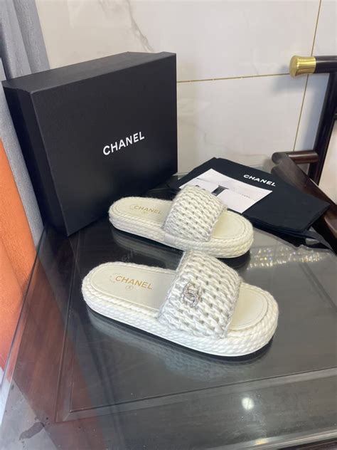 chanel braided knit mules|chanel sandals website.